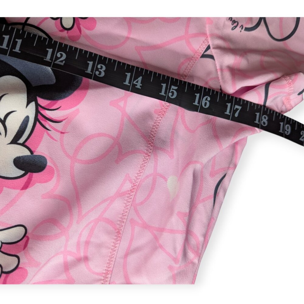Cherokee Infinity Love You More Pink Disney Mickey & Minnie Mouse Scrub Top Sm - Picture 12 of 14